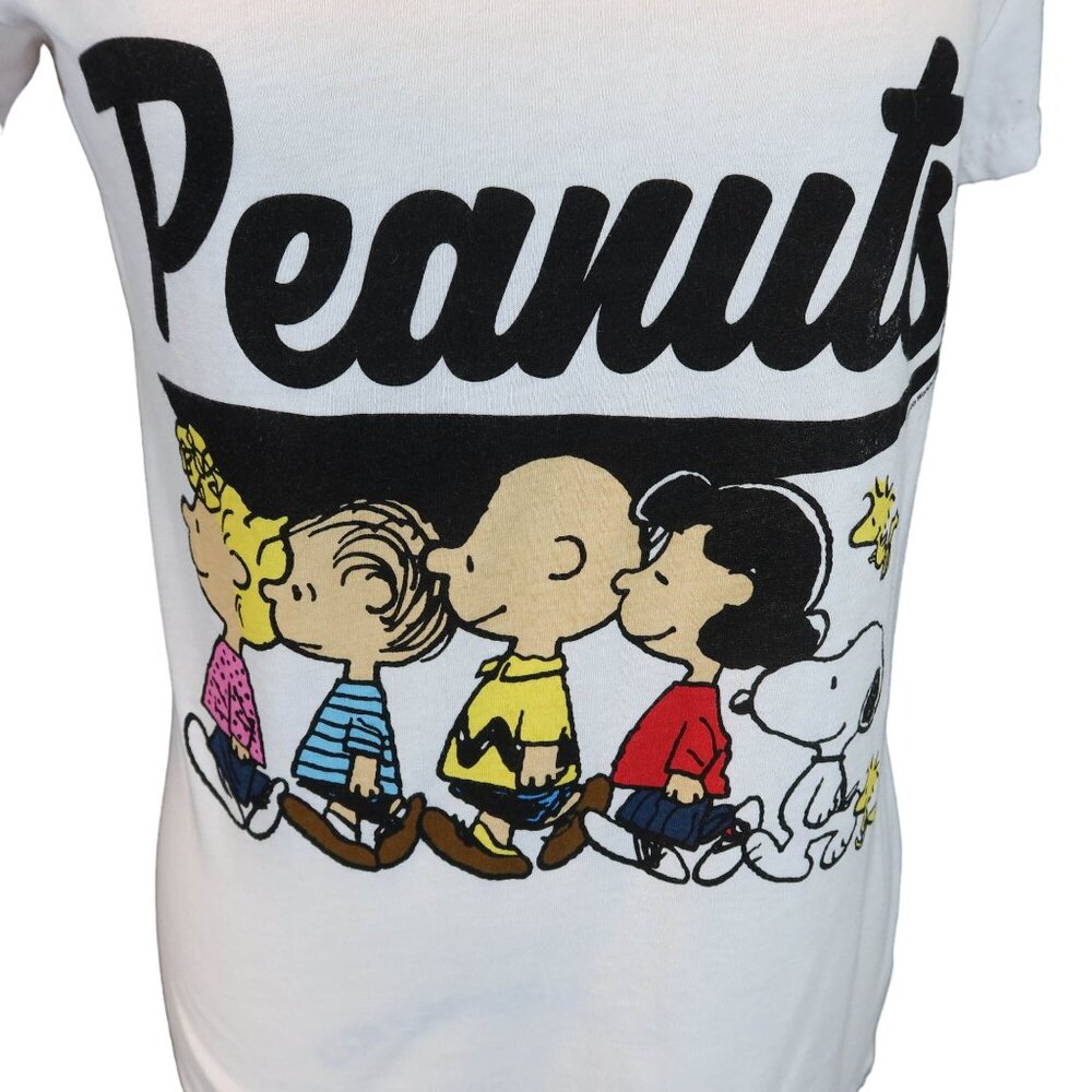 PEANUTS Snoopy Charlie Brown V Neck Short Sleeve Graphic T Shirt Tee Size S - Picture 4 of 5